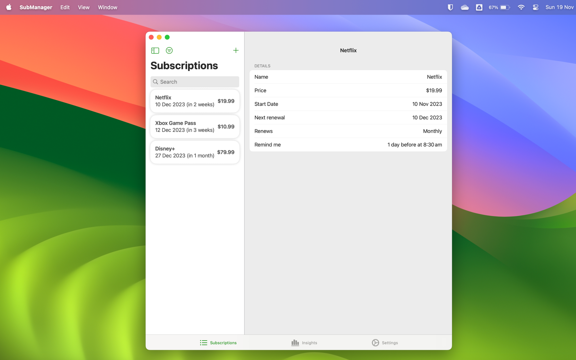 SubManager for Mac