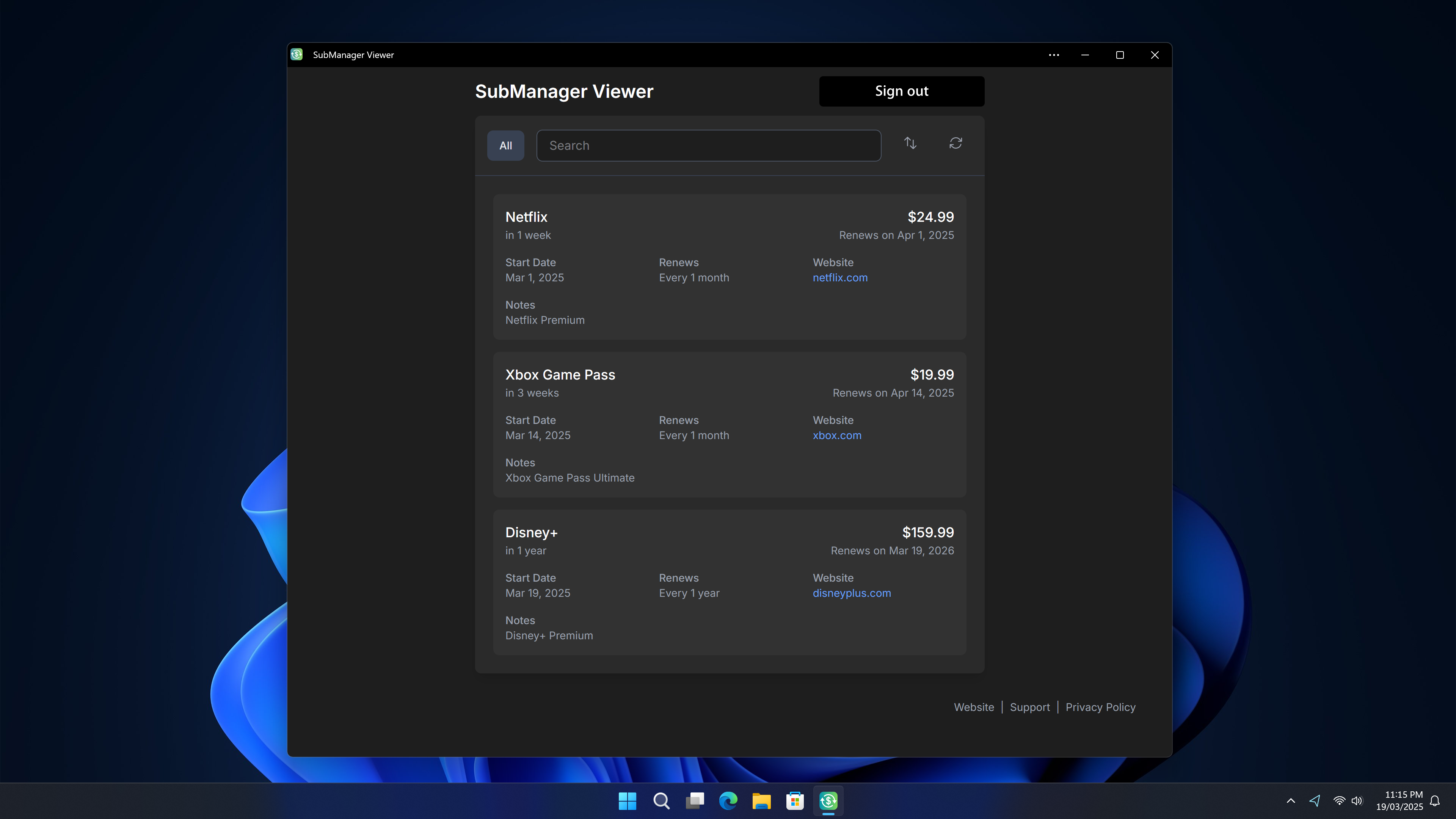 SubManager Viewer on Windows
