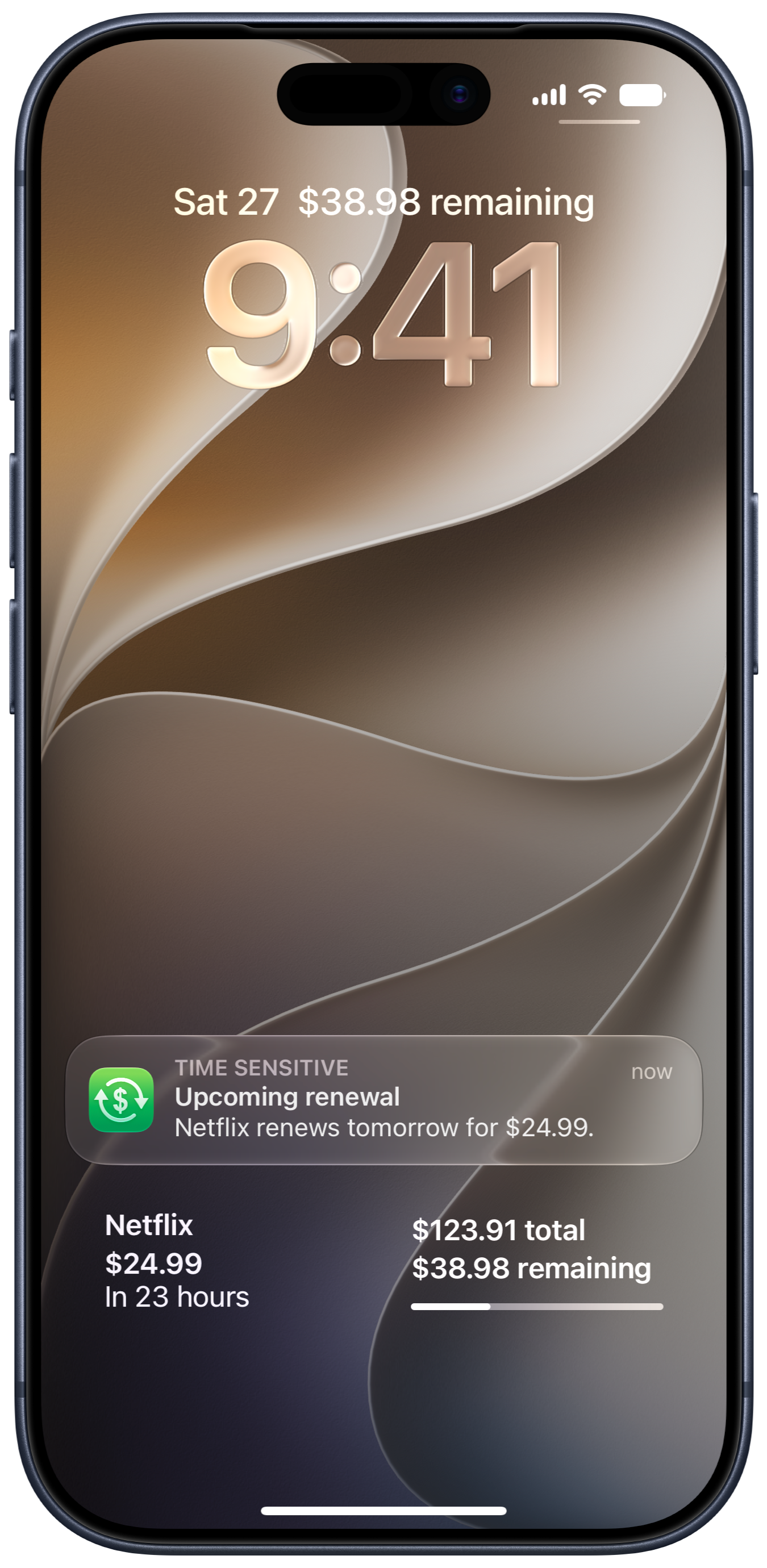 SubManager widgets and renewal notification on the Lock Screen
